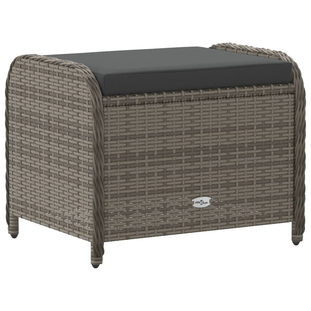 vidaXL Tuinkruk met kussen 58x46x46 cm poly rattan zwart