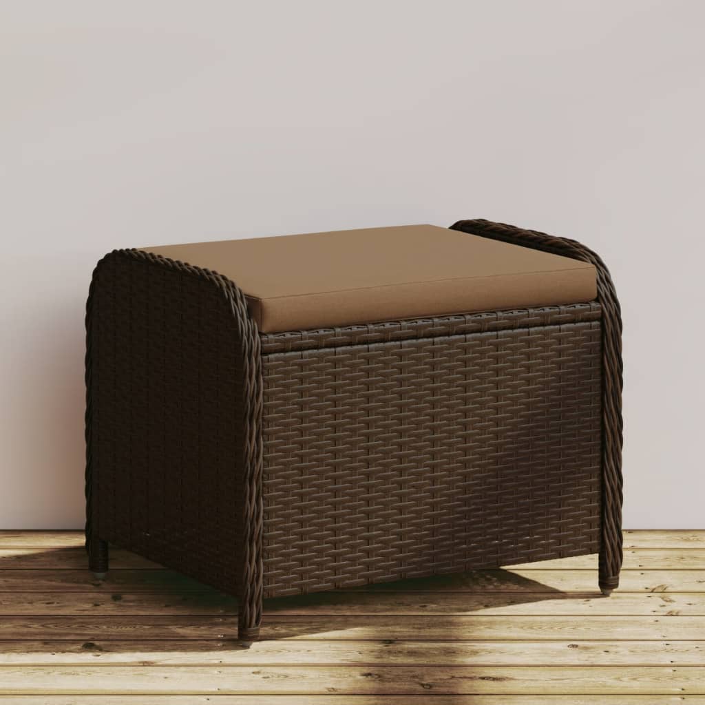 vidaXL Tuinkruk met kussen 58x46x46 cm poly rattan zwart