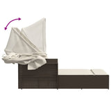 vidaXL Ligbed 2-persoons met luifel en kussens poly rattan zwart