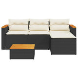 vidaXL 3-delige Loungeset met kussens poly rattan zwart