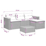 vidaXL 3-delige Loungeset met kussens poly rattan zwart