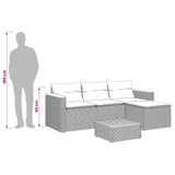 vidaXL 3-delige Loungeset met kussens poly rattan zwart