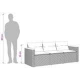 vidaXL Tuinbank 3-zits met kussens poly rattan zwart