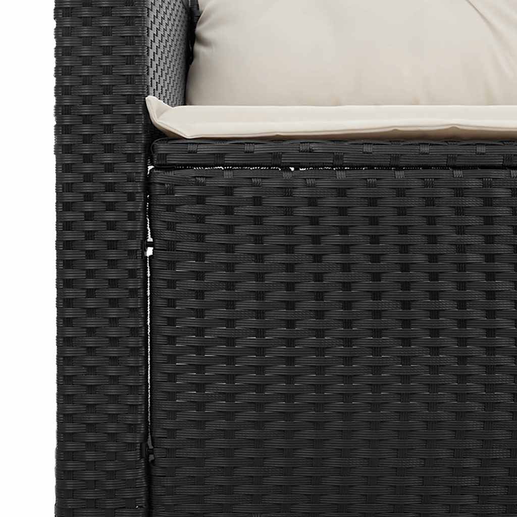 vidaXL Tuinbank 3-zits met kussens poly rattan zwart