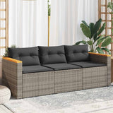 vidaXL Tuinbank 3-zits met kussens poly rattan zwart