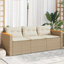 vidaXL Tuinbank 3-zits met kussens poly rattan zwart