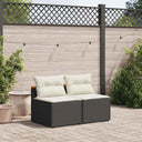 vidaXL Tuinbanken 2 st zonder armleuning met kussens poly rattan zwart