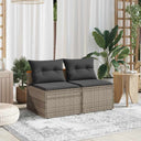 vidaXL Tuinbanken 2 st zonder armleuning met kussens poly rattan zwart
