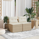 vidaXL Tuinbanken 2 st zonder armleuning met kussens poly rattan zwart