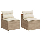 vidaXL Tuinbanken 2 st zonder armleuning met kussens poly rattan zwart