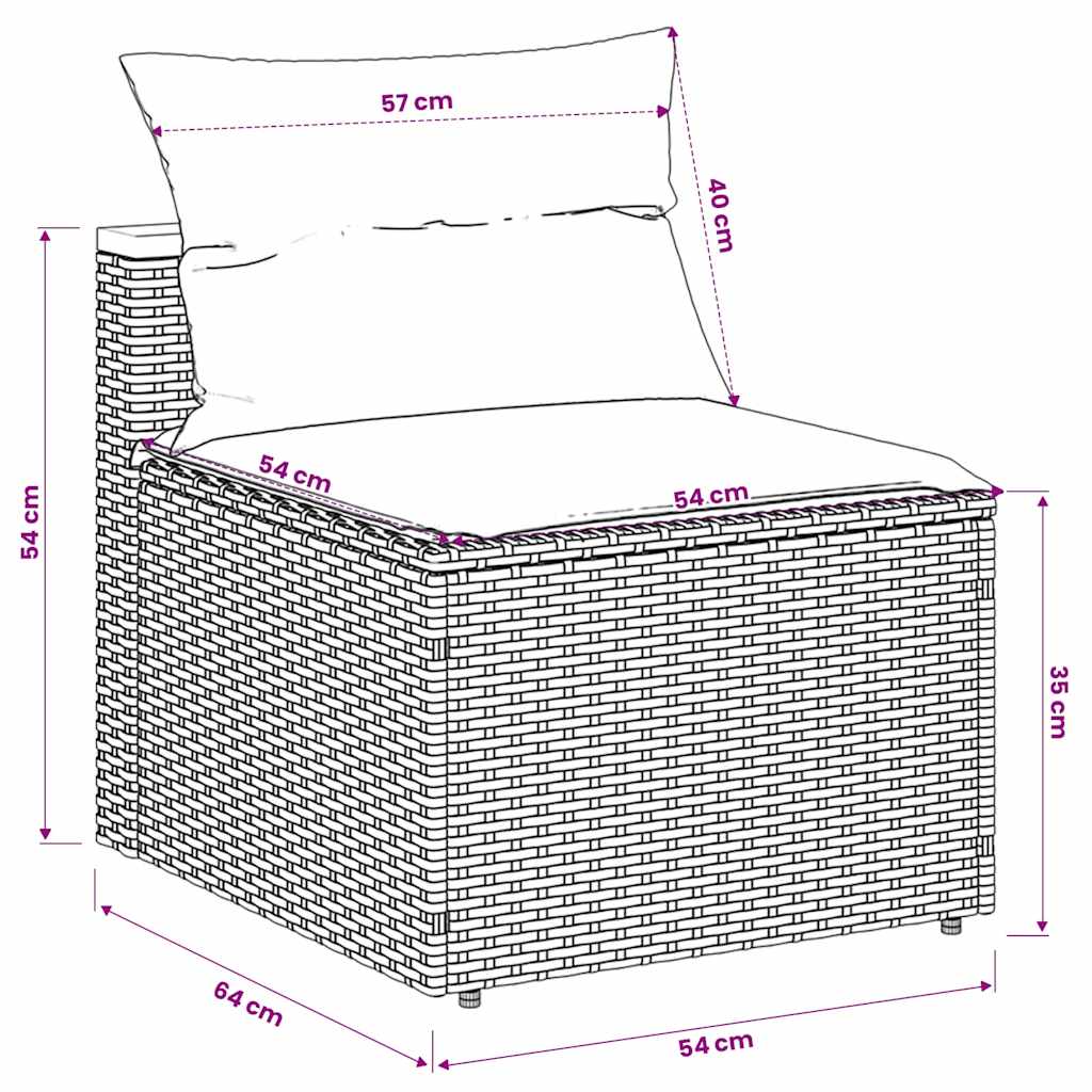 vidaXL Tuinbanken 2 st zonder armleuning met kussens poly rattan zwart