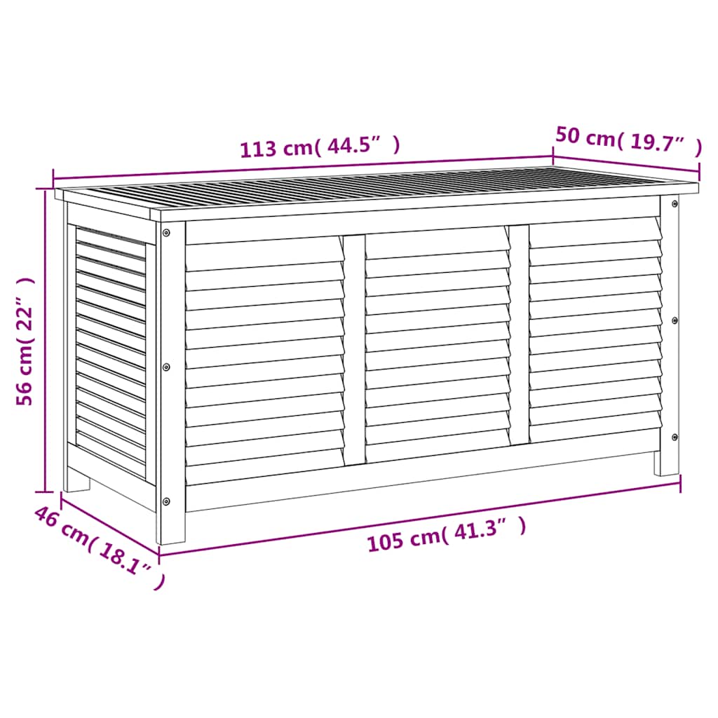 vidaXL Garden Storage Box with Louvered Slats 60x50x56 cm Solid Acacia Wood