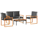 vidaXL 4-delige Loungeset met kussens poly rattan zwart