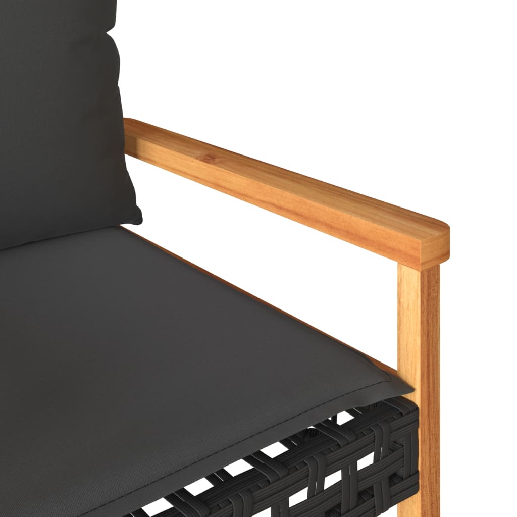 vidaXL 4-delige Loungeset met kussens poly rattan zwart