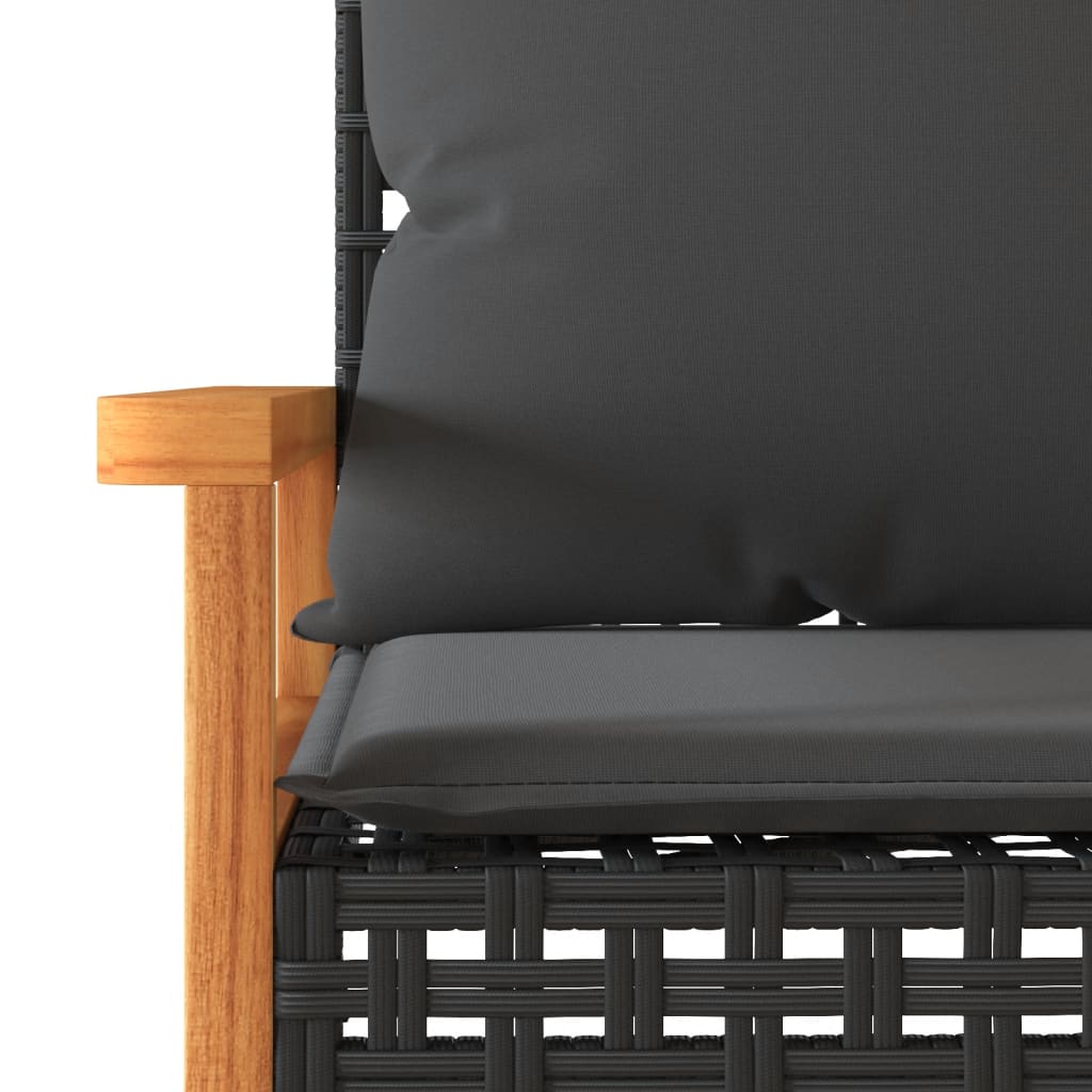 vidaXL 4-delige Loungeset met kussens poly rattan zwart