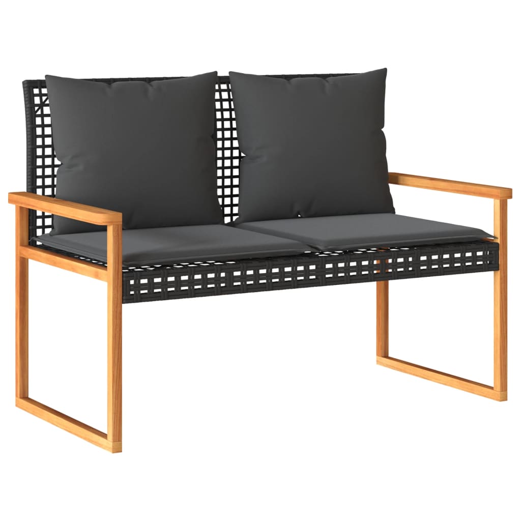 vidaXL 4-delige Loungeset met kussens poly rattan zwart