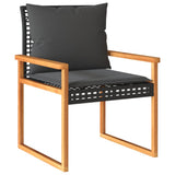 vidaXL 4-delige Loungeset met kussens poly rattan zwart