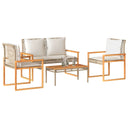 vidaXL 4-delige Loungeset met kussens poly rattan zwart