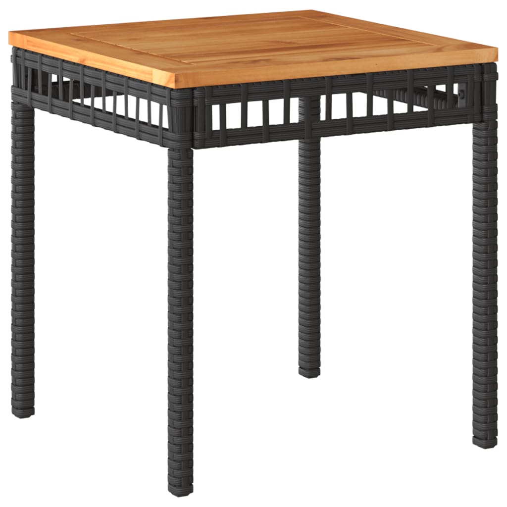vidaXL 3-delige Bistroset met kussens poly rattan en acaciahout zwart