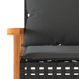 vidaXL 3-delige Bistroset met kussens poly rattan en acaciahout zwart
