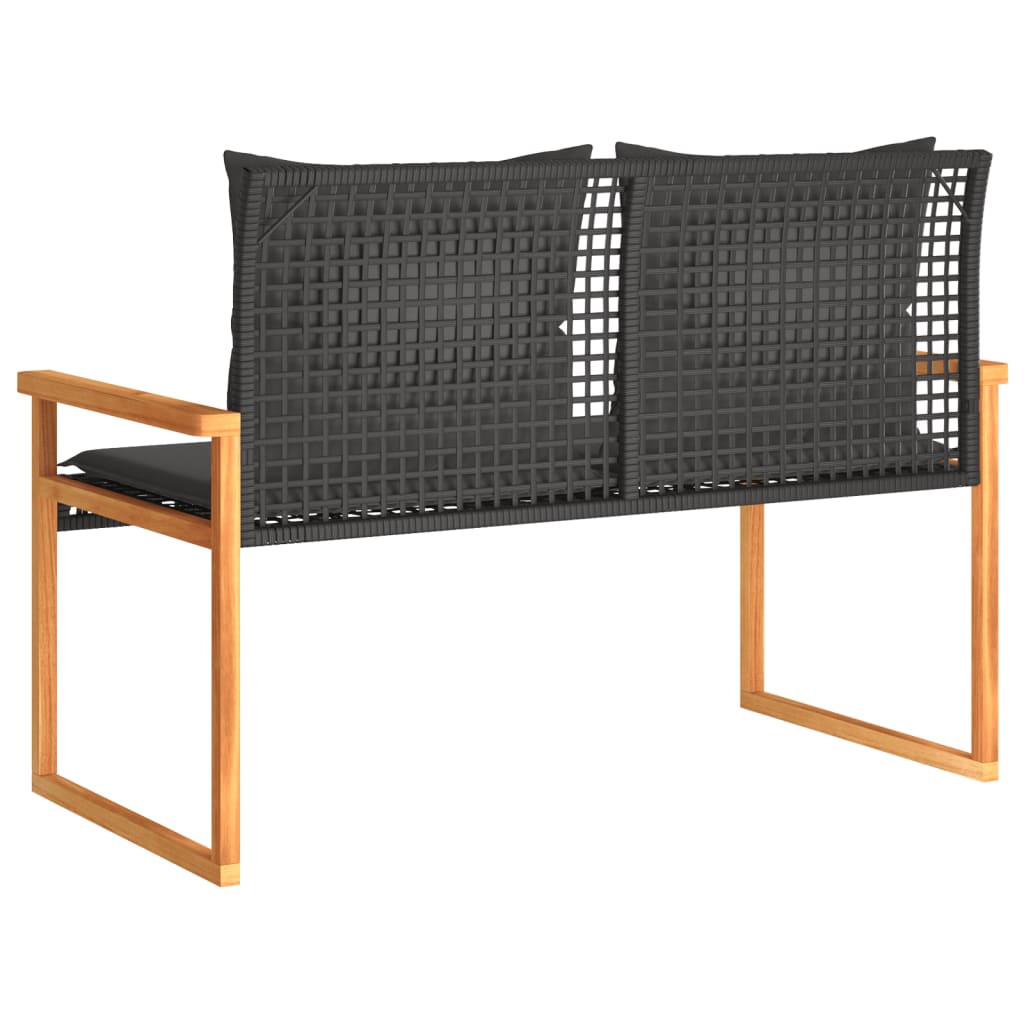 vidaXL Tuinbank met kussen poly rattan en acaciahout zwart