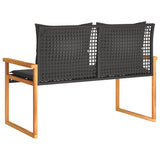 vidaXL Tuinbank met kussen poly rattan en acaciahout zwart