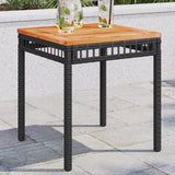 vidaXL Tuintafel 38x38x42 cm poly rattan en acaciahout zwart