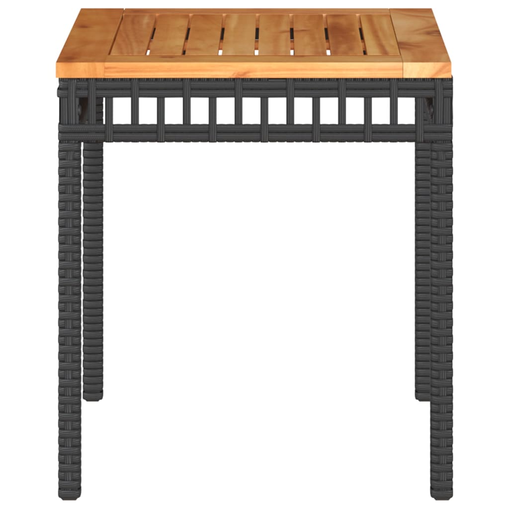 vidaXL Tuintafel 38x38x42 cm poly rattan en acaciahout zwart