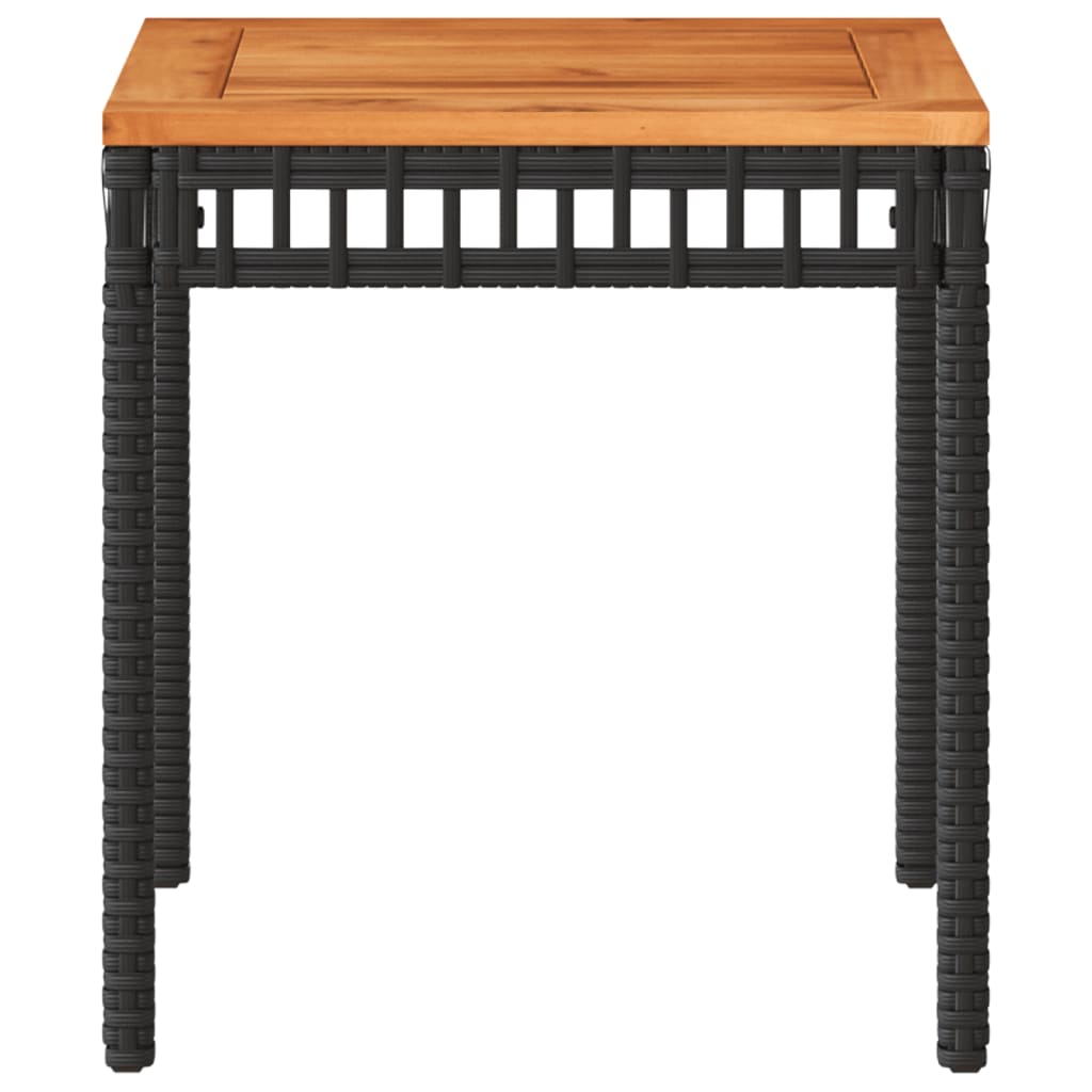 vidaXL Tuintafel 38x38x42 cm poly rattan en acaciahout zwart