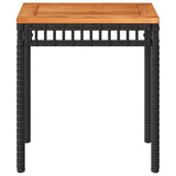 vidaXL Tuintafel 38x38x42 cm poly rattan en acaciahout zwart