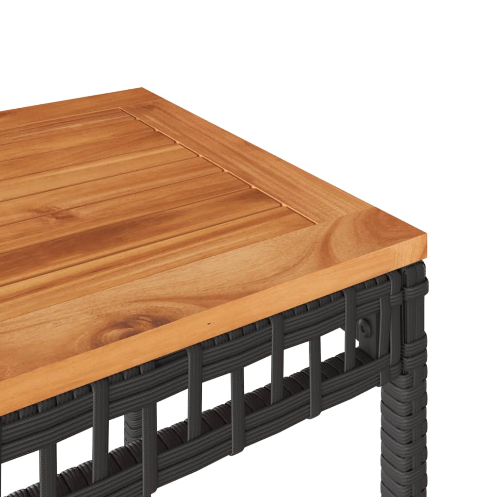 vidaXL Tuintafel 38x38x42 cm poly rattan en acaciahout zwart