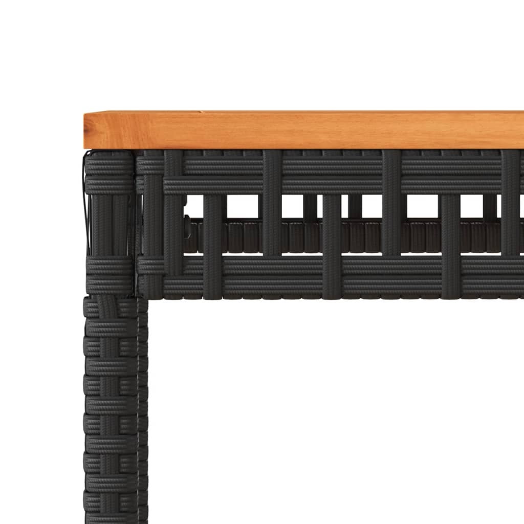 vidaXL Tuintafel 38x38x42 cm poly rattan en acaciahout zwart