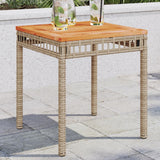 vidaXL Tuintafel 38x38x42 cm poly rattan en acaciahout zwart