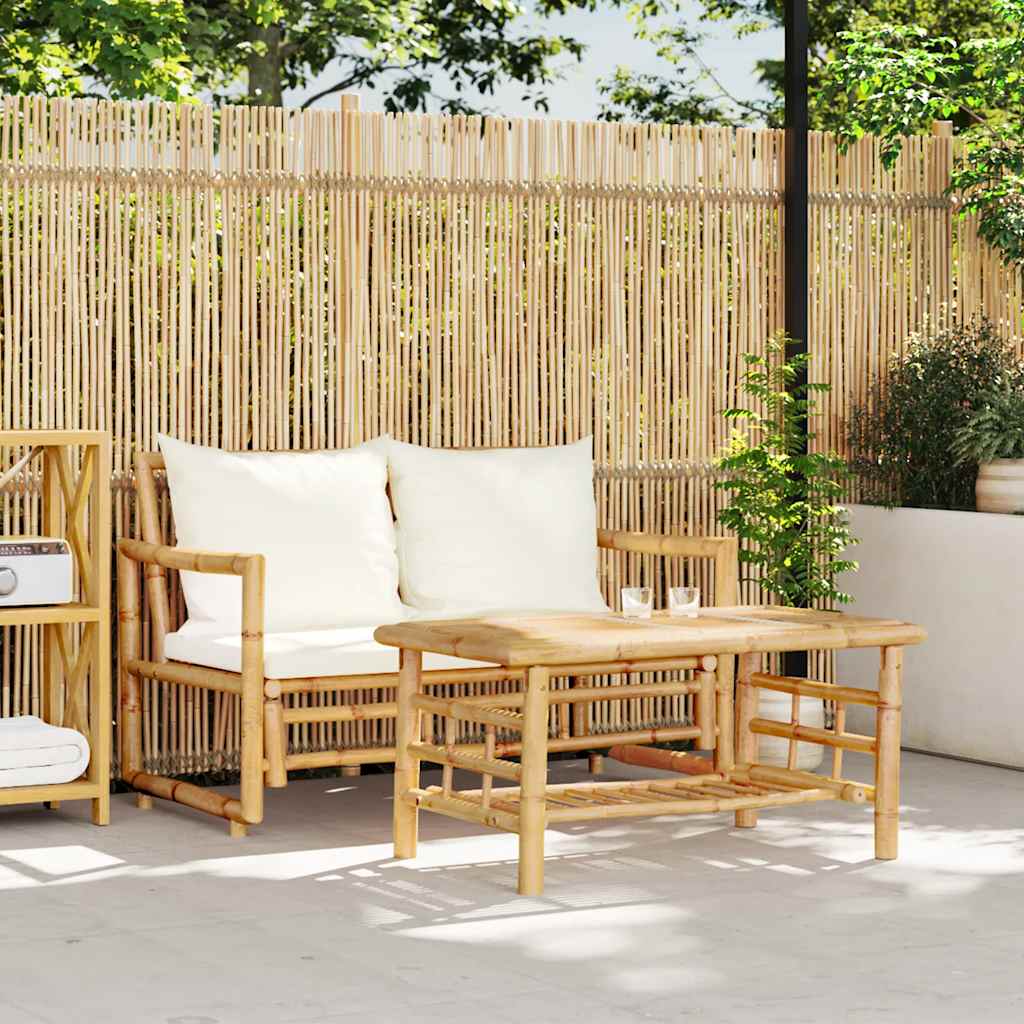 vidaXL 2-delige Loungeset met kussens bamboe donkergrijs