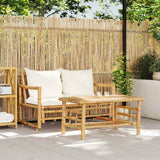 vidaXL 2-delige Loungeset met kussens bamboe donkergrijs