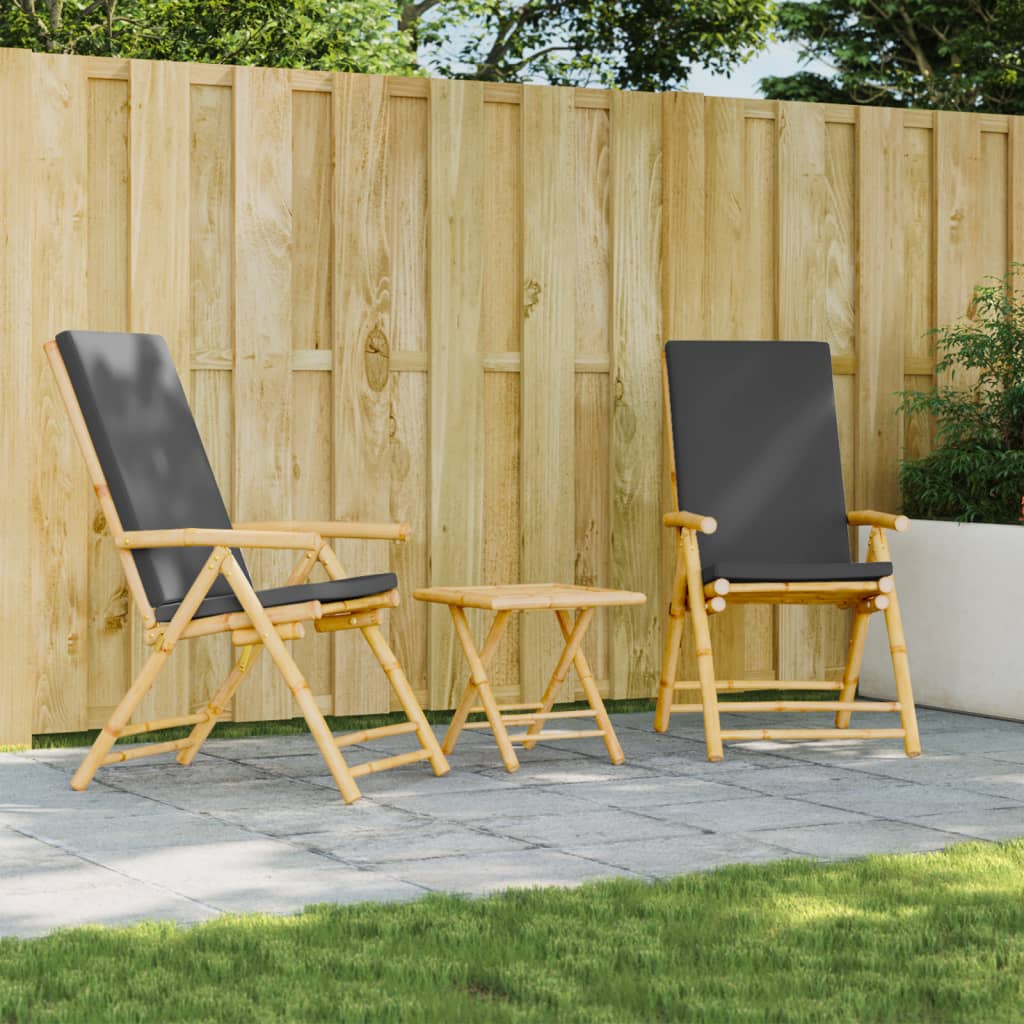 vidaXL Tuinstoelen 4 st inklapbaar met kussens bamboe crèmewit
