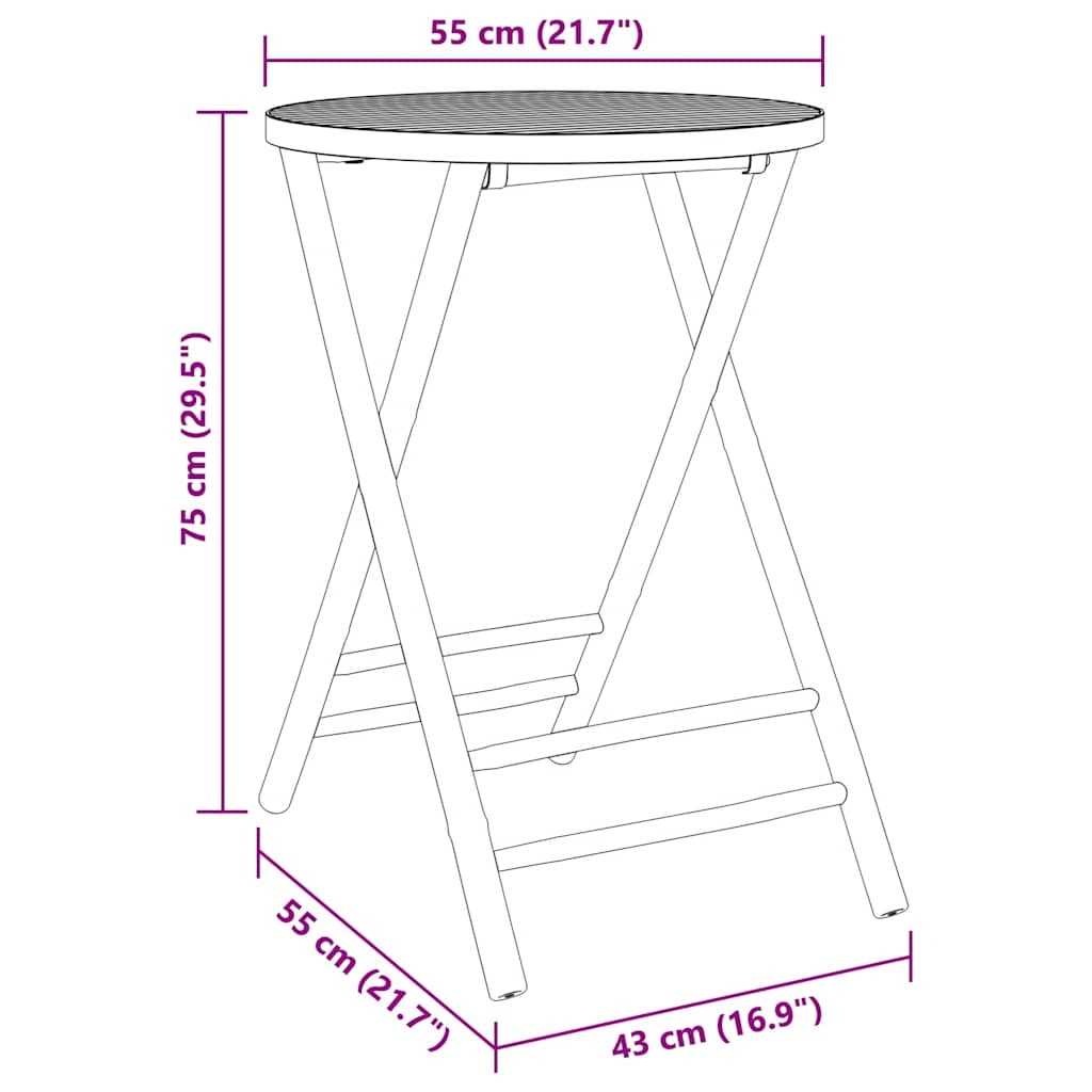 vidaXL Tuintafel inklapbaar 45x45x45 cm bamboe