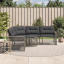 vidaXL Tuinbank met kussens en voetensteun L-vormig poly rattan zwart