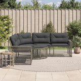 vidaXL Tuinbank met kussens en voetensteun L-vormig poly rattan zwart