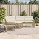 vidaXL Tuinbank met kussens en voetensteun L-vormig poly rattan zwart