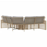 vidaXL Tuinbank met kussens en voetensteun L-vormig poly rattan zwart