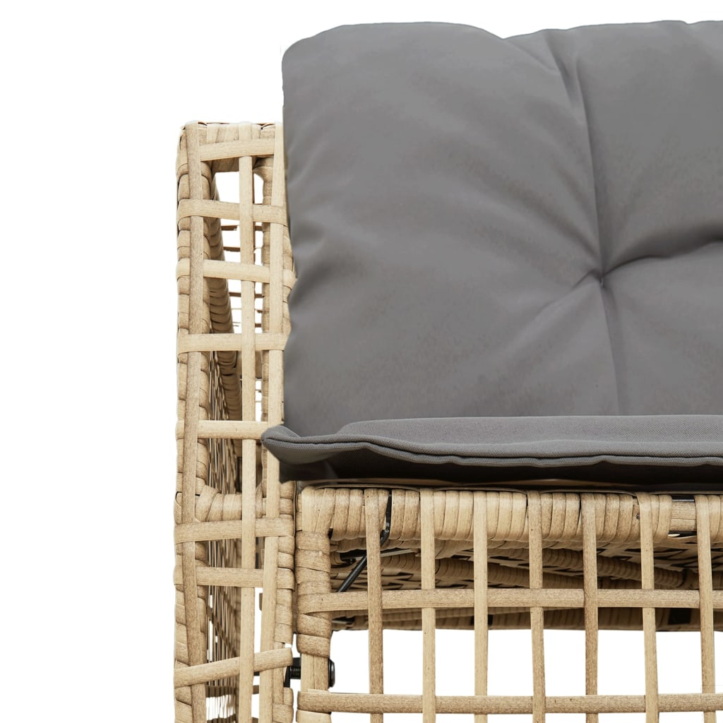 vidaXL Tuinbank met kussens en voetensteun L-vormig poly rattan zwart