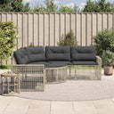 vidaXL Tuinbank met kussens en voetensteun L-vormig poly rattan zwart