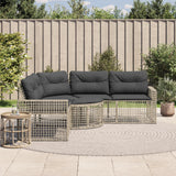 vidaXL Tuinbank met kussens en voetensteun L-vormig poly rattan zwart