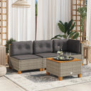 vidaXL Tuinhoekbank met kussens poly rattan zwart