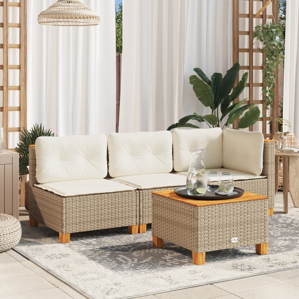 vidaXL Tuintafel 55x55x36 cm poly rattan en acaciahout zwart