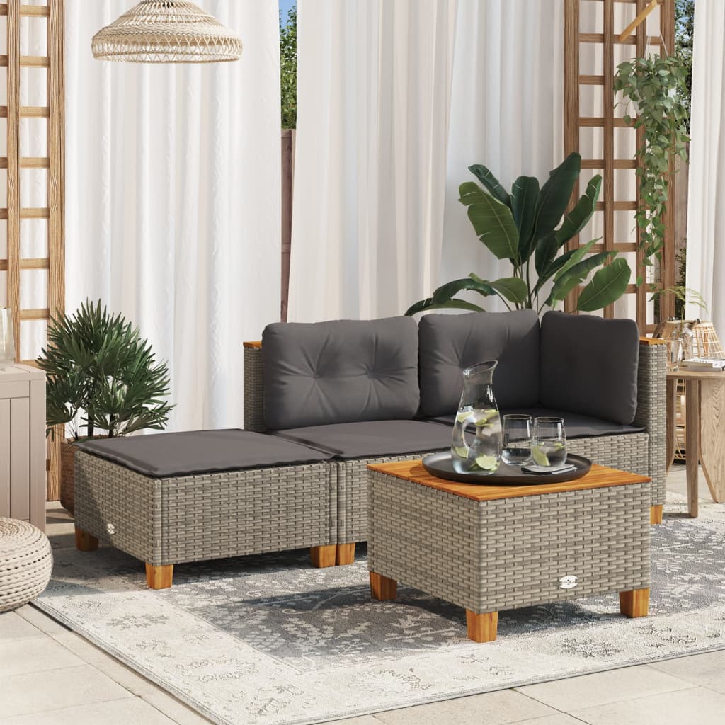 vidaXL Tuinkruk met kussen 63,5x56x32 cm poly rattan zwart