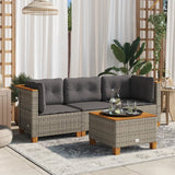 vidaXL Tuinhoekbank met kussens poly rattan zwart