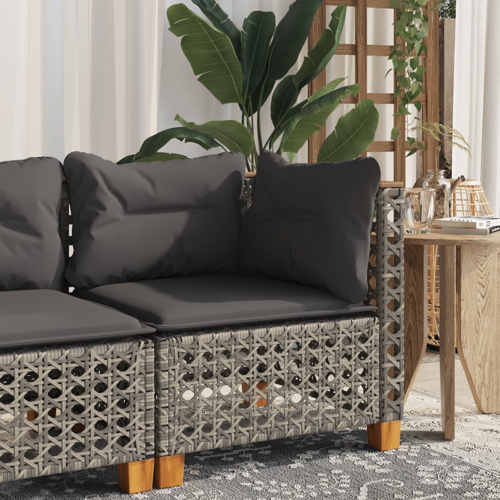 vidaXL Tuinhoekbank met kussens poly rattan zwart