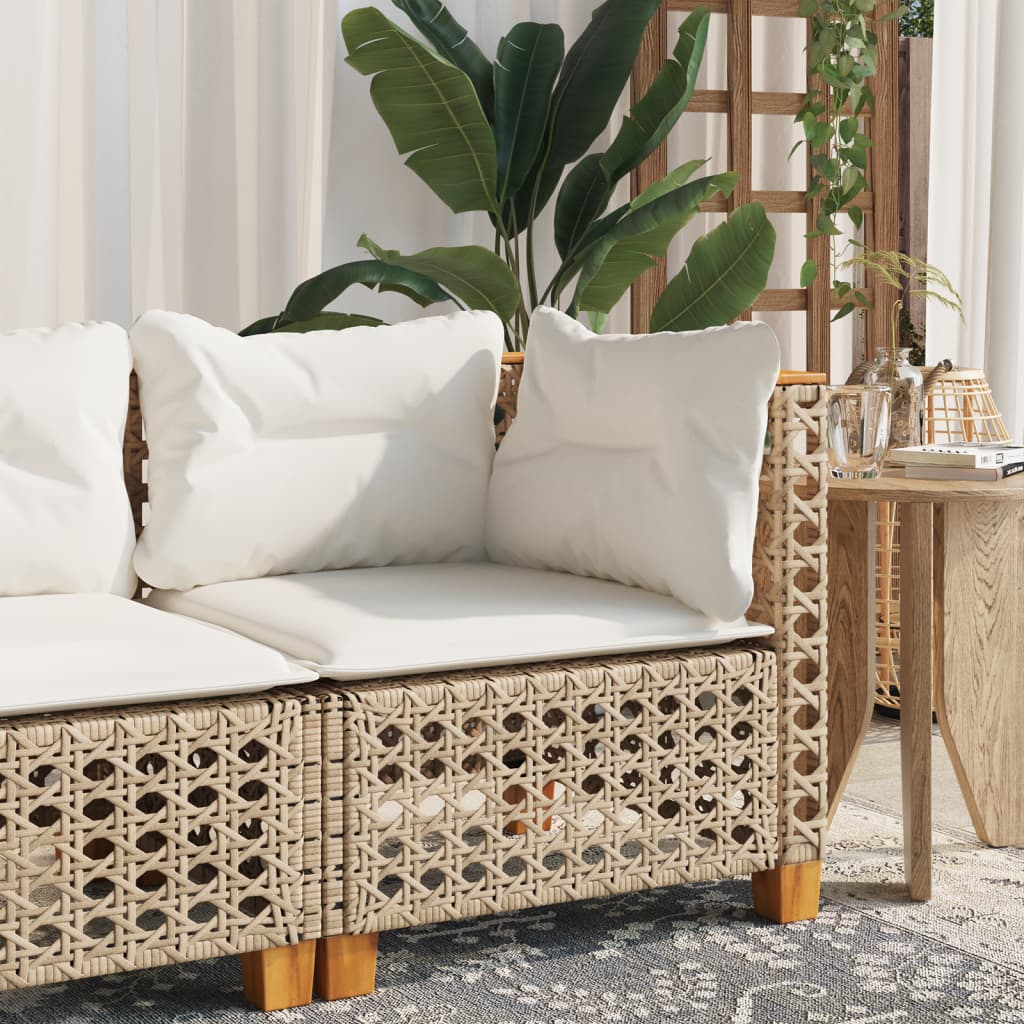 vidaXL Tuinhoekbank met kussens poly rattan zwart